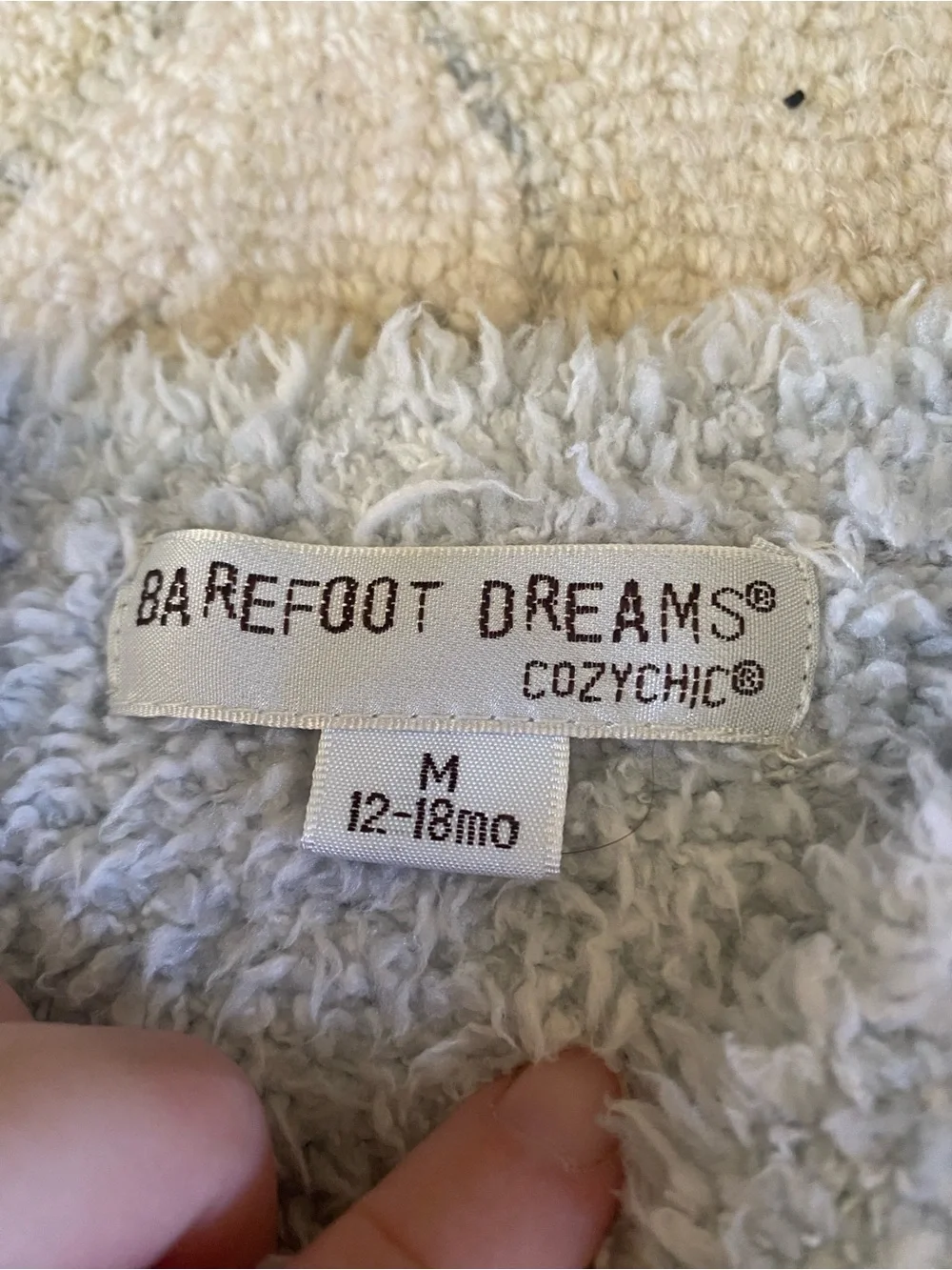 Barefoot Dreams Cozy Chic Plush Knit Baby Cardigan - Light Blue Sz 12-18 months